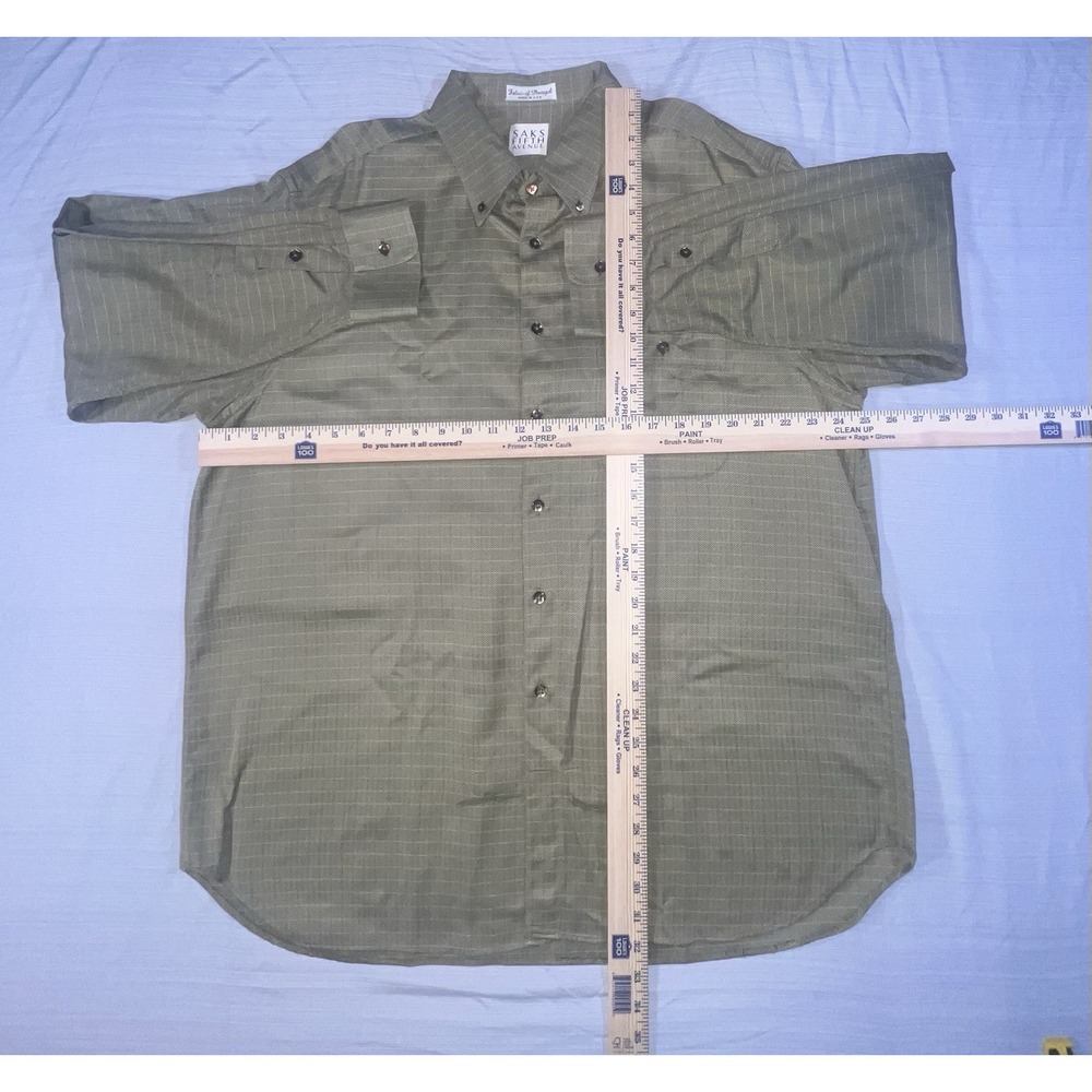 Men's Saks, Fifth Avenue, Long Sleeve Button Down Shirt Size XL Green - Picture 3 of 16